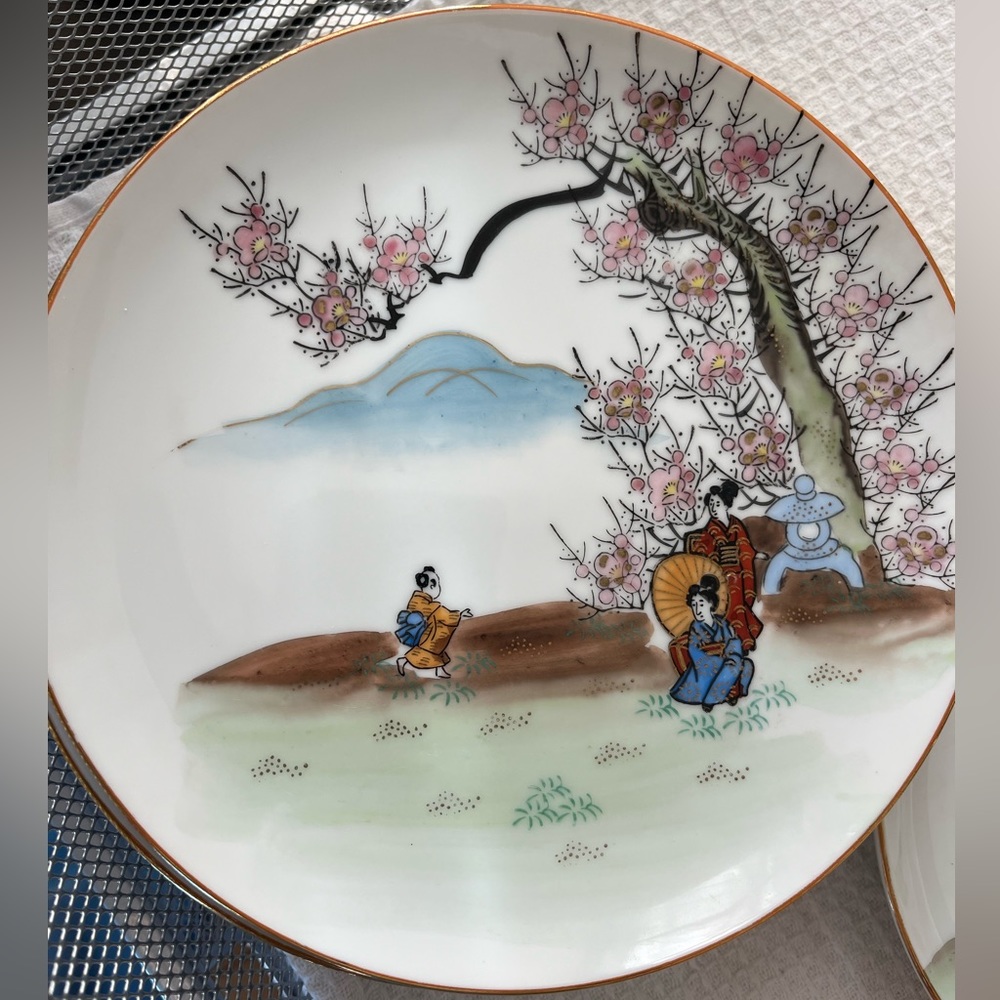 Fujita Kutani Salad Dish 3pc Vintage Japan